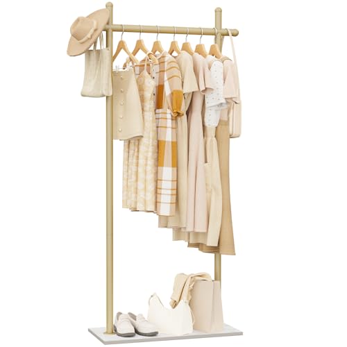 Coat Racks Freestanding with Natural Rock Base,68.9in,Gold,Large - color: Gold, size: 25.6*11.8*68.9in
