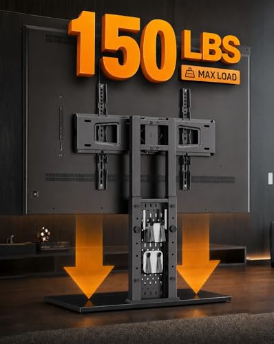 Perlegear Universal TV Stand Legs for 42-90 inch TVs with Pegboard Storage - size: 42-90 Inch