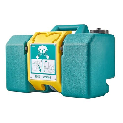 VEVOR Portable Eye Wash Station 8 Gal, OSHA-Approved Eyewash Station Wall-Mounted/On Flat Surface, Emergency Eye Wash Unit with 2 Sprays, First Aid Eyewash Units for Schools, Labs, Factories, Green - style: Portable Eye Wash Station 8 Gal