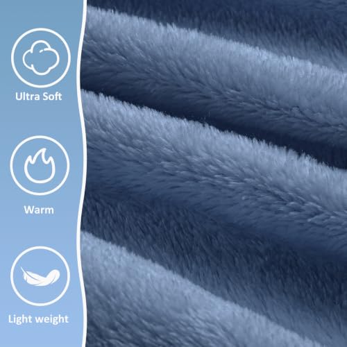 Travel Blanket, Airplane Blanket, Ultra-Soft, Warm & Lightweight, 65x40 in, Outdoor Blanket Essentials for Women, Men & Kids, Included Eye Mask, Luggage Sleeve & Backpack Clip Dusty Blue - color: Dusty Blue