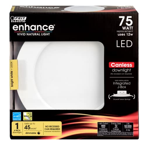 Feit Electric 5/6in LED Canless Recessed Downlight, 75W Eq, - style: 5/6 Inch