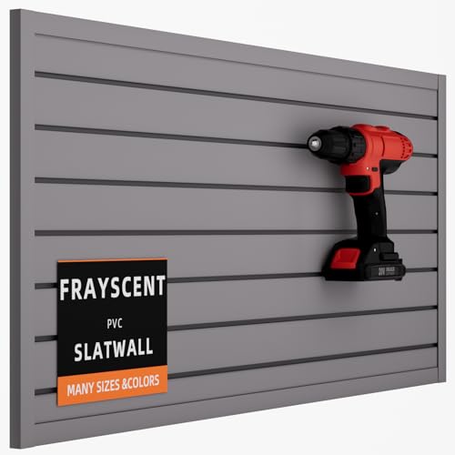 FRAYSCENT Slat Wall Paneling Garage Slat Wall Storage Systems Slatwall Panels Power Tool Organizer Wall Mount, PVC Garage Storage & Organization Products Slate Board (Grey, 4ft x 2ft) - color: Grey, size: 4x2ft