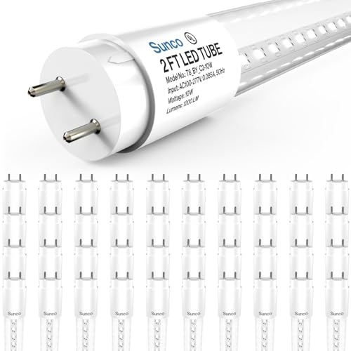 Sunco 40 Pack 2 Foot T8 LED Tube Light Bulbs, 10W, 5000K, Ballast Bypass - size: 40 Pack