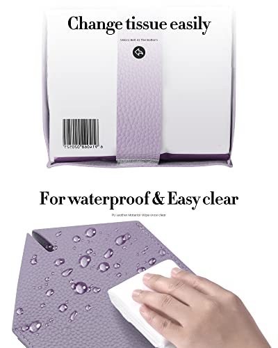 Tissue Box Cover, Jeethemy Square PU Leather Tissue Box Holder, Modern Tissue Case Facial Paper Organizer Dispenser，5X5X5'',Double Purple - color: Double Purple