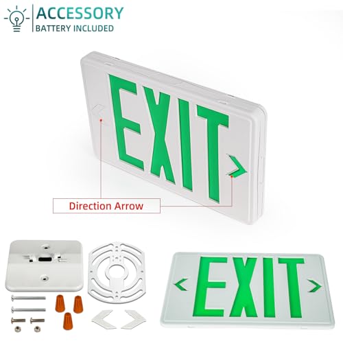 Universal Green Light LED Exit Sign OSHA Commercial, 1 Pack - color: White Housing+Green Letter, size: 1 Pack