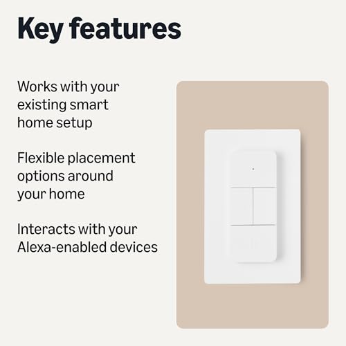 Amazon Basics Smart Dimmer Switch and Remote for Music and Routines, Compatible with Alexa Only, Compatible Echo Devices Required, Easy Setup, No Wiring Required, Handheld (Pack of 2) - size: Small (Pack of 2)