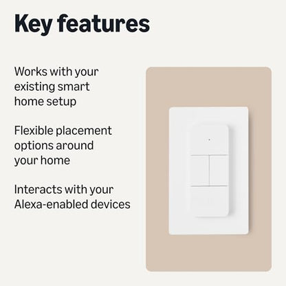 Amazon Basics Smart Dimmer Switch and Remote for Music and Routines, Compatible with Alexa Only, Compatible Echo Devices Required, Easy Setup, No Wiring Required, Handheld (Pack of 2) - size: Small (Pack of 2)