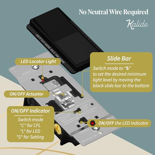 TOPGREENER 300W LED Dimmer Switch, Single Pole or 3-Way, Black, 1P - color: Black