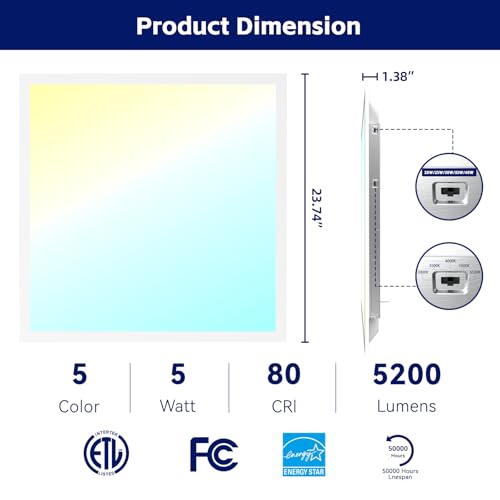 2Pack 2x2 LED Panel Light 5CCT Selectable Drop Ceiling Light Fixture - size: 2Pack, style: 2x2