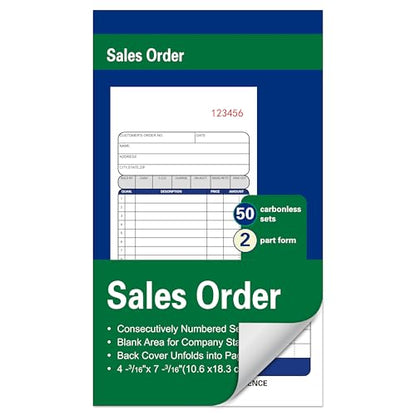 Company Sales Order Book,2-Part Carbonless,4-3/16 x 7-3/16 Inches,50 Sets - color: 1 Book-small -2 Part