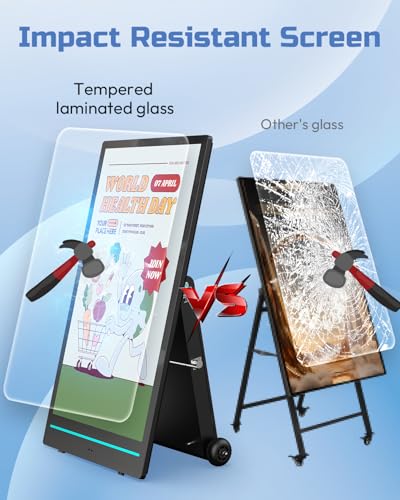 55" Outdoor Digital Signage Display, 2K 2000 Nits IP65 Commercial Totem, Rechargeable Digital LCD Advertising Kiosks, Auto Brightness Adjustment, Impact Resistant Screen for Restaurant/Store - size: 55 Inch Outdoor
