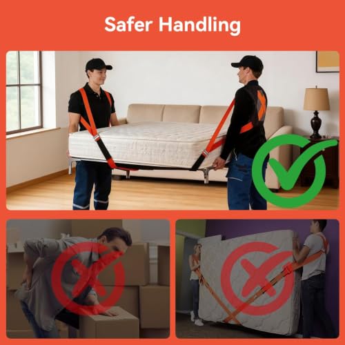 Moving Straps for Lifting, with Back Support for 2 Person - color: RED