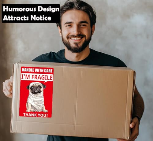 4x6 Inch Large Fragile Stickers 100pcs - Funny Mummy & Dog Design, Permanent Adhesive, Handle with Care Labels for Shipping Boxes - style: Large Fragile Stickers