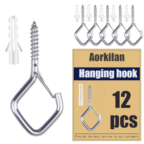 12 Pcs 2.36IN Ceiling Hooks with Safety Buckle for Plants - color: Silver, size: 12Pcs