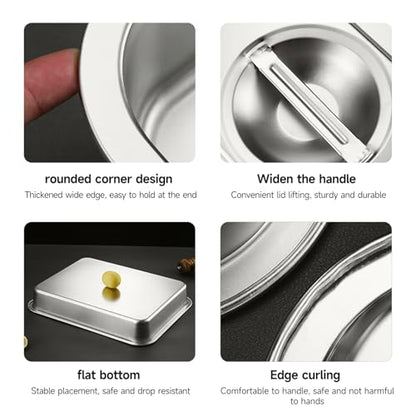 KUK 6 Packs Stainless Steel Hotel Pans with Lids 1/4 Size x 6" Deep Steam Table Commercial Food Storage Containers Stackable Metal Steamer Anti-Jam Restaurant Warm Pans