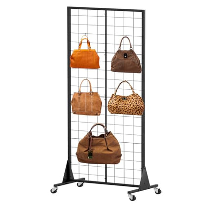 Gridwall Panel Display Stand, 2'x5.5' Heavy Duty Floor Standing Rack with Detachable Girdwall, Movable Silent Wheel, Easy to Transport, Ideal for Retail & Craft Fairs - color: 1