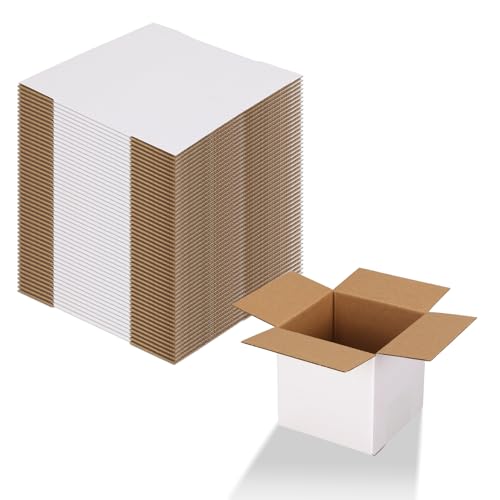Calenzana 4x4x4 Shipping Boxes Set of 50, Small Corrugated Cardboard Box for Mailing Packing Gifts, White - size: 4x4x4