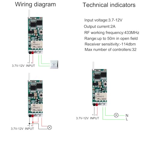 12V Wireless Switch,Dry Contact Remote Switch,with 2A Relay. - size: Dry Contact 12V 2A Remote Switch
