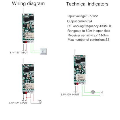 12V Wireless Switch,Dry Contact Remote Switch,with 2A Relay. - size: Dry Contact 12V 2A Remote Switch