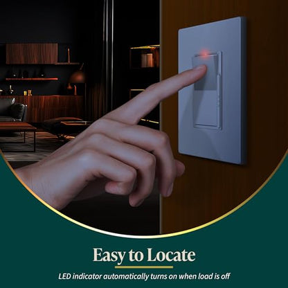 TOPGREENER 300W LED Dimmer Switch, Single Pole or 3-Way, White, 1 Pack - color: White