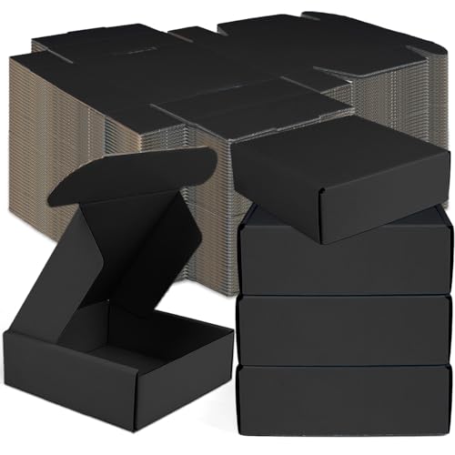 Small Shipping Boxes, 50 Pack Cardboard Box Corrugated Mailer Boxes Small Corrugated Boxes For Shipping Packaging Craft Gifts Giving Products, 6 x 4 x 1.6 Inches (Black) - color: Black