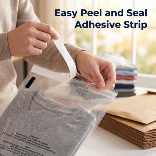 10” X 12” (200 Count) Self Seal Clear Poly Bags with Suffocation Warning - size: 10" x 12"