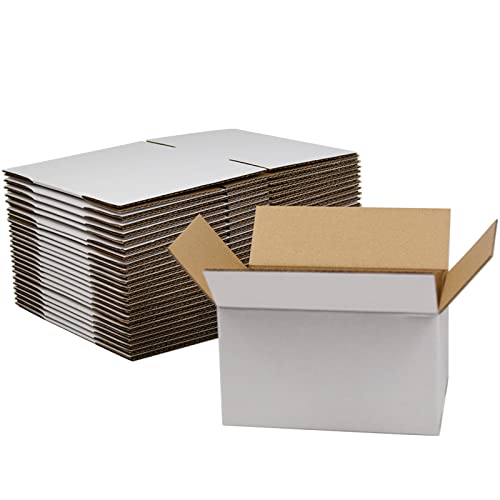 7x5x4 Inches Shipping Boxes, White Corrugated Cardboard Boxes for Small Bussiness, 25 Pack - color: White, size: 7 x 5 x 4 inch