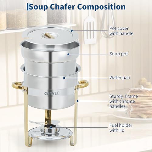 11L Stainless Steel 2-Piece Commercial Soup Warmer Kettle with Lid+Handles - size: 11 QT-2 Pcs
