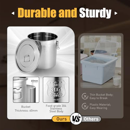 304 Stainless Steel Canister with Airtight Lids, 8.7 Gal Large Canisters Container w/Locking Clamp, Food Containers Storage Bucket for Flour Grain Coffee Bean (33L) - size: 33L