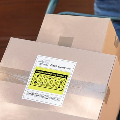 Yellow Thermal Labels 4 × 6 Inch Waterproof Vinyl Stickers 250 PCS - color: Yellow