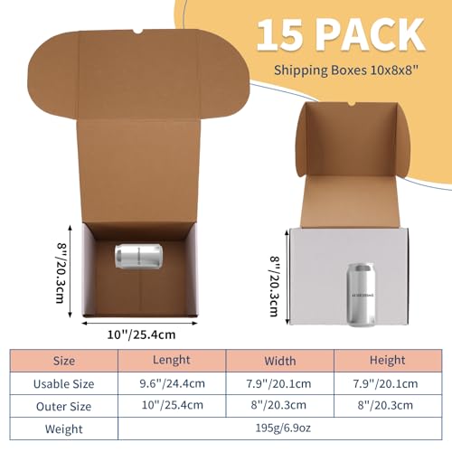 ZBEIVAN 10x8x8 White Small Shipping Boxes, 15 Packs Corrugated Cardboard Mailer Boxes for Packaging Small Business Mailing Gifts Wrap Boxes with Lids - color: 15 Pack White, size: 10x8x8