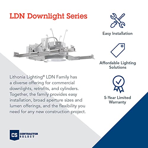 Lithonia Lighting LDN 6in. New Construction Downlight, Non-IC LED Housing, 2000LM, 3500K, 10% 0-10V Dimming