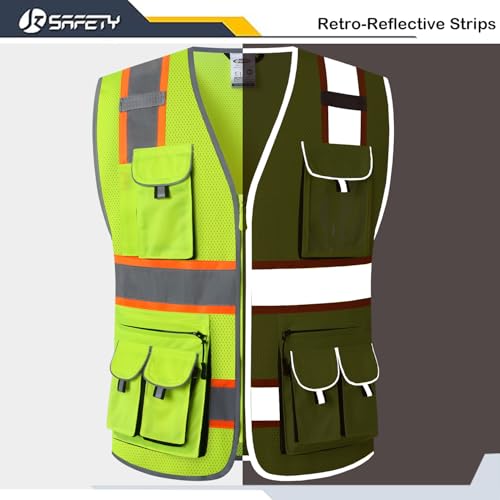 JKSafety Safety Vest for Men Women with Neon Trims JK86 Yellow M - color: Jk086-yellow, size: Medium