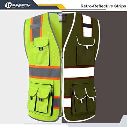 JKSafety Safety Vest for Men Women with Neon Trims JK86 Yellow M - color: Jk086-yellow, size: Medium