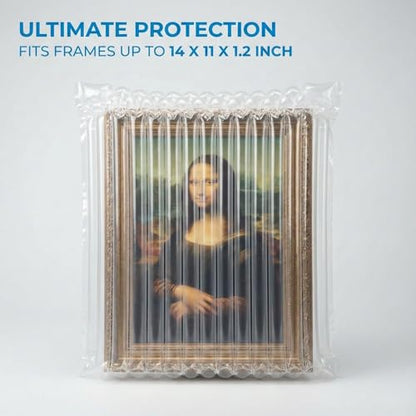 20 Pack Quick Inflatable Protective Bags for Picture Frames up to 11x14 – Lightweight Bubble Air Cushion Packing Sleeves, Secure Shipping Bags, Reusable Inflatable Protection with Hand Pump - size: Frame 11x14"