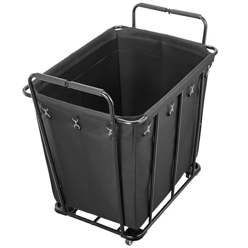 VEVOR Laundry Cart, Rolling Grocery Utility Cart with Waterproof Liner & Swivel Wheels, 260 LBS Large Load Capacity, Heavy Duty Shopping Basket for Laundry, Shopping, Camping, Grocery, Luggage, Black - size: 26.2"D x 36.4"W x 37.2"H
