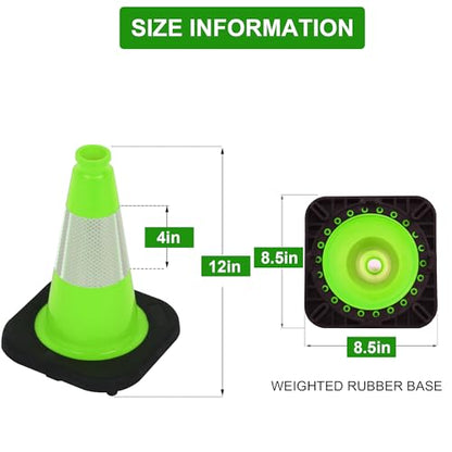 OrangeStar 8 Pack 12" Green Traffic Safety Cones, PVC Parking Cones - color: Green, size: 12in
