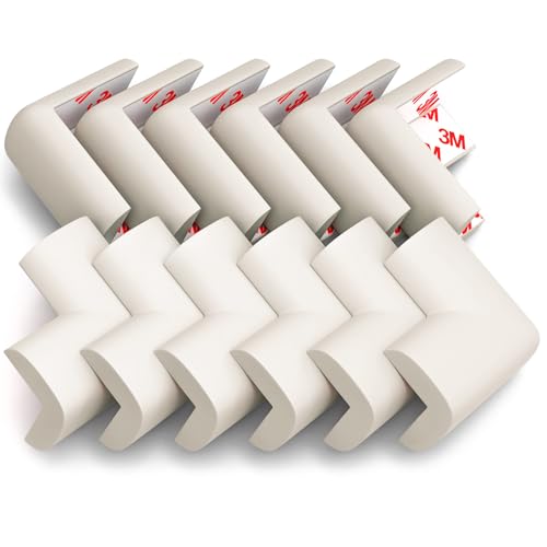 Komfortology 12-Pack Baby Proofing Corner Protectors, Pre-Taped, White - color: White, size: 12corners