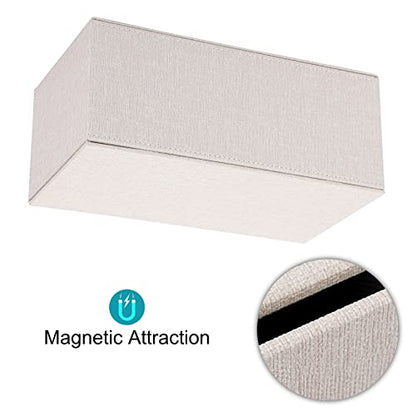 Sumnacon Tissue Box Cover Rectangle Linen Tissue Box Holder，Magnetic Bottom - color: Beige, size: Medium