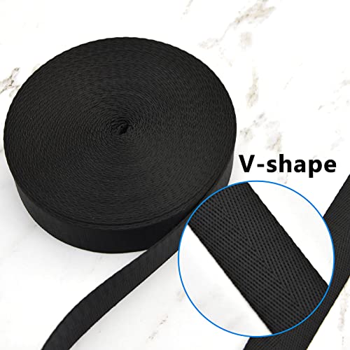 1 inch Buckles Straps Set with 10 Yards Nylon Webbing Strap,10 pcs Quick Side Release Plastic Buckle, 20 pcs Tri-glide Slide Clip for Luggage Strap, Backpack Replacement (Black) - color: Black
