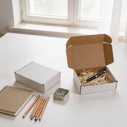 Fishat 7" x 5" x 2" White Corrugated Cardboard Shipping Boxes Set of 25 - size: 7" x 5" x 2"