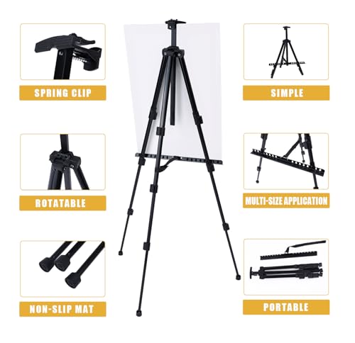 MXG Aluminum Art Easel,Professional Black Display Easel for Painting&Sign - color: black