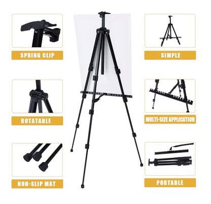 MXG Aluminum Art Easel,Professional Black Display Easel for Painting&Sign - color: black