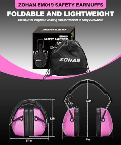 ZOHAN 019 Noise Cancelling Headphones for Adult - NRR 28dB Hearing Protection for Working, Shooting, Mowing, Autism - color: 1 Pack-pink