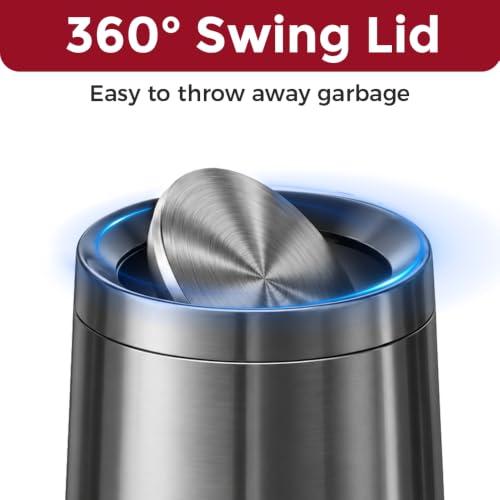 10L/2.6Gal Brushed Bathroom Garbage Can with Flip Lid - color: black gold