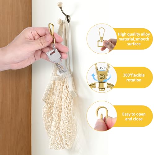20 Pcs Metal D Ring Swivel Lobster Claw Clasp Snap Hooks Purse Hardware - color: Gold, size: 1/2 Inch
