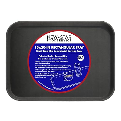 New Star Foodservice Restaurant Grade Non-Slip Tray, Plastic, Rubber Lined, Rectangular (Black, 15-Inch x 20-Inch) - color: Black, size: 15-Inch x 20-Inch