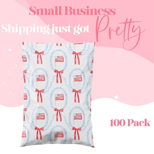 Pretty Package Store Poly Mailers 6x9, American Flag, 100 Pack - color: American Flag, size: 6x9