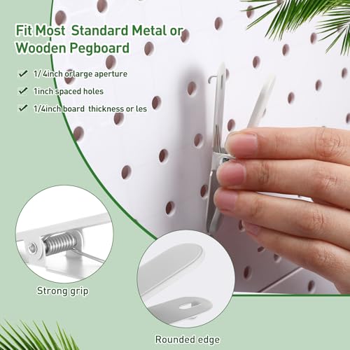 CroBlissful Pegboard Clips Peg Board Metal Accessories Hook, White, 10 Pcs - color: White