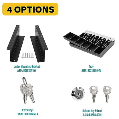 HK SYSTEMS 13" Heavy Duty Black "Push" Open Cash Drawer, 4B5C with Under Counter Mounting Metal bracket - size: 1. 13" Push Black